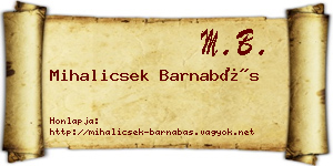 Mihalicsek Barnabás névjegykártya